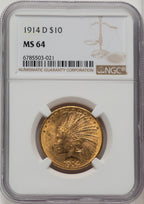 1914-D $10 Indian Eagle NGC MS64 (774226016)