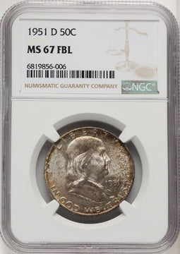 1951-D 50C FL Franklin Half Dollar NGC MS67 (774226002)