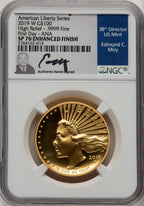 2019-W $100 American Liberty High Relief NGC MS70 Ed Moy