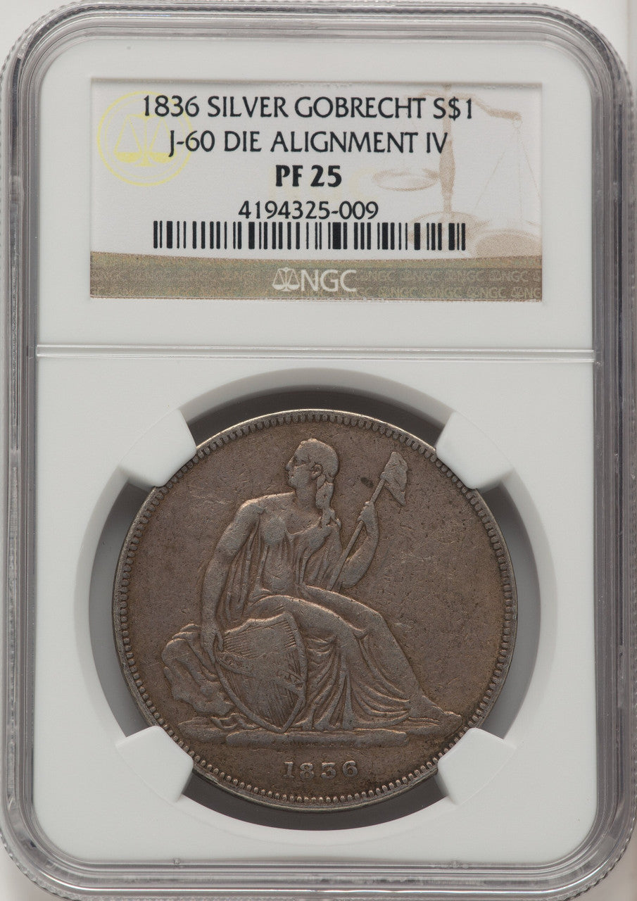 1836 Name on Base Judd-60 Restrike Pollock-65 R.5 Gobrecht Dollar NGC VF25