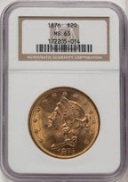 1876 $20 Liberty Double Eagle NGC MS63