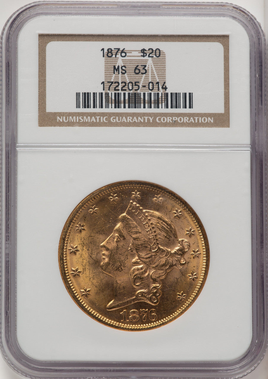 1876 $20 Liberty Double Eagle NGC MS63