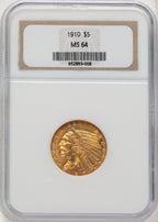 1910 $5 Indian Half Eagle NGC MS64 (506639012)