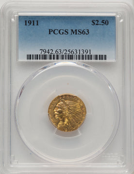 1911 $2.50 Indian Quarter Eagle PCGS MS63 (774243007)