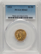 1911 $2.50 Indian Quarter Eagle PCGS MS63 (774243007)
