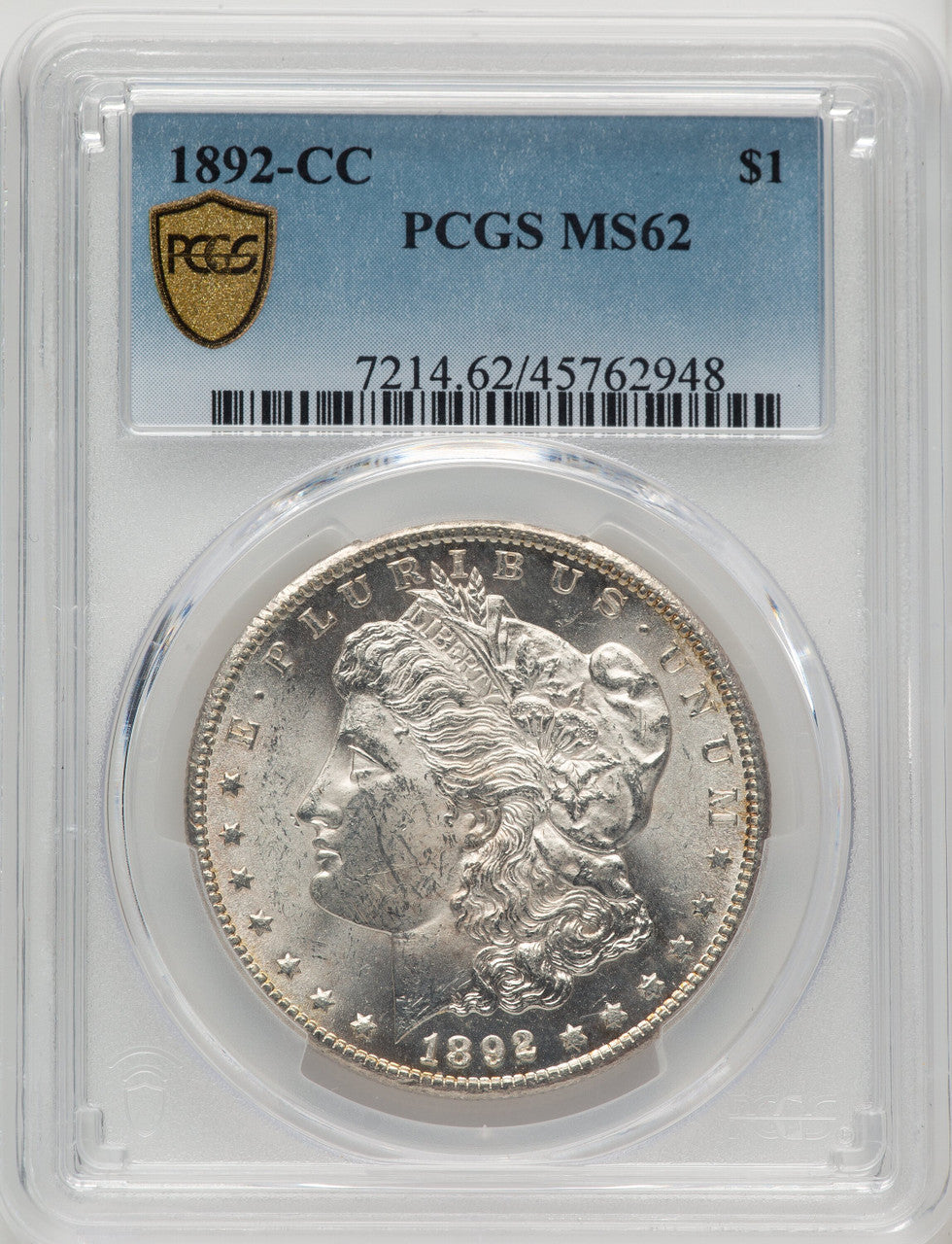 1892-CC Morgan Dollar PCGS MS62 (507052004)