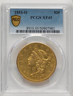 1853-O $20 Liberty Double Eagle PCGS XF45
