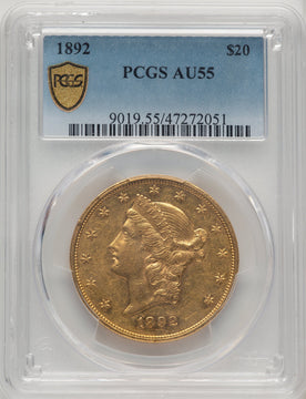 1892 $20 Liberty Double Eagle PCGS AU55 (774226010)
