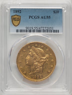 1892 $20 Liberty Double Eagle PCGS AU55 (774226010)