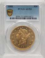 1881 $20 Liberty Double Eagle PCGS AU53