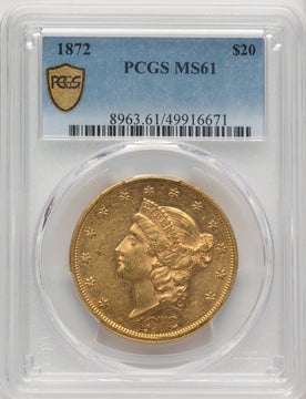 1872 $20 Liberty Double Eagle PCGS MS61 (177212003)