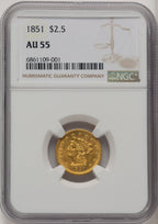 1851 $2.50 Liberty Quarter Eagle NGC AU55 (773972004)