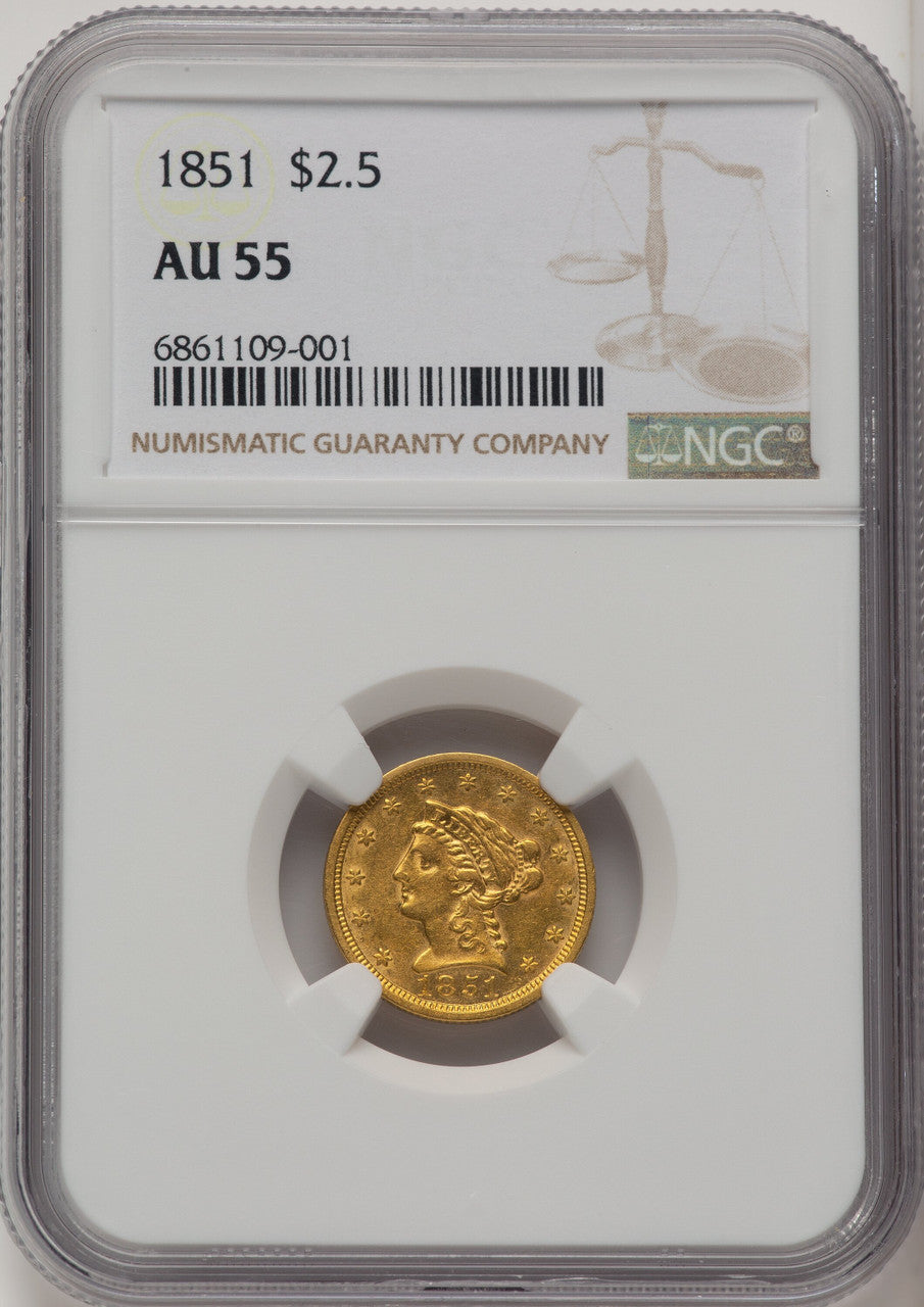 1851 $2.50 Liberty Quarter Eagle NGC AU55 (773972004)
