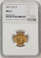 1877-S $2.50 Liberty Quarter Eagle NGC MS61 (772673018)