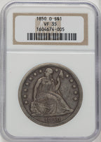 1850-O Seated Dollar NGC VF35
