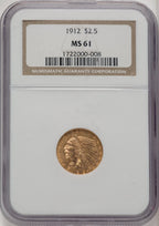 1912 $2.50 Brown Label Indian Quarter Eagle NGC MS61
