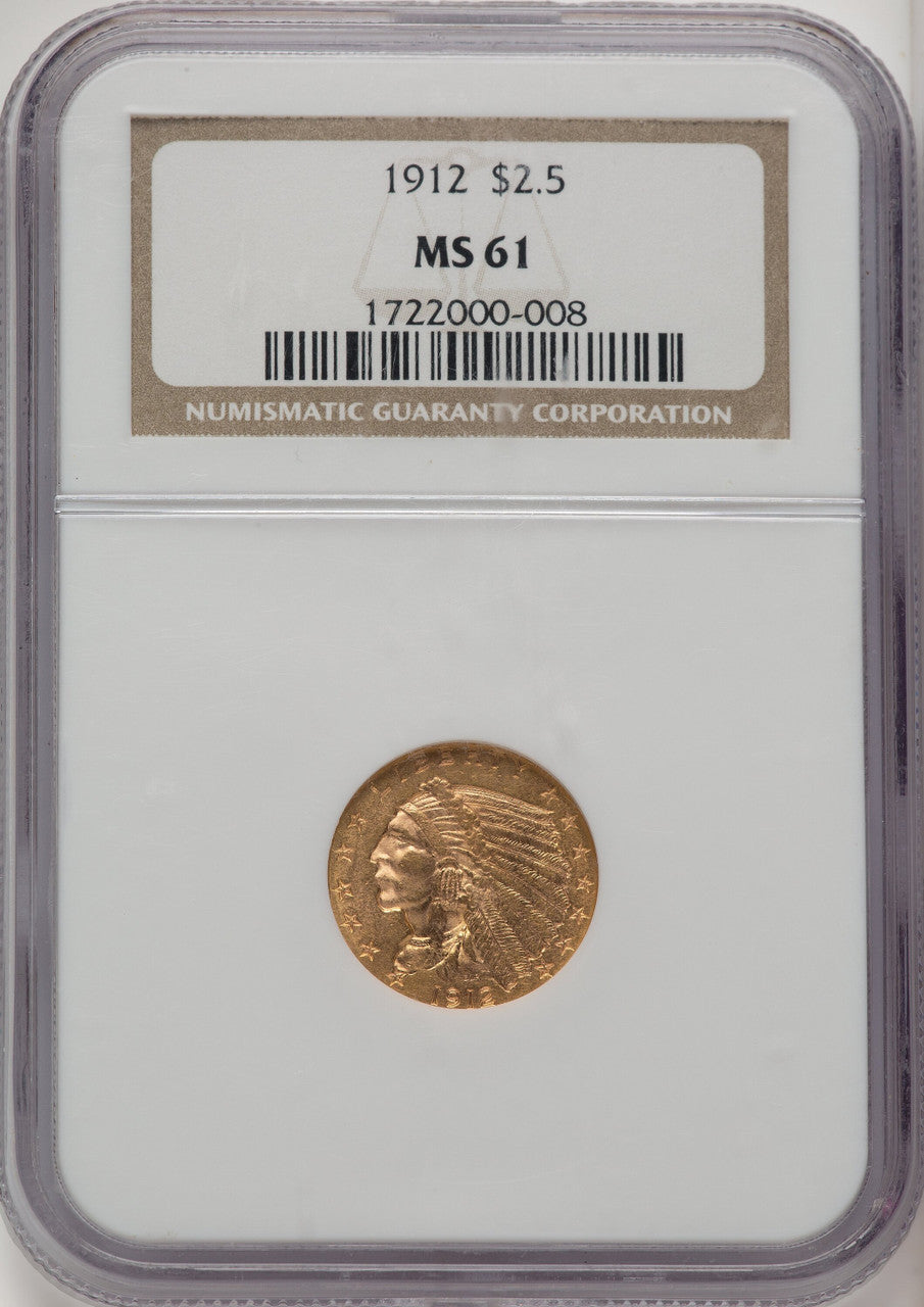 1912 $2.50 Brown Label Indian Quarter Eagle NGC MS61