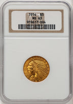 1914 $5 Indian Half Eagle NGC MS63