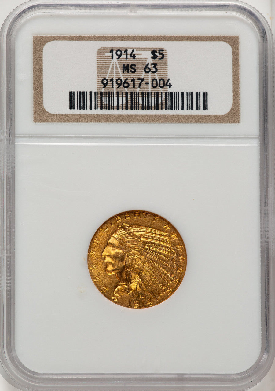 1914 $5 Indian Half Eagle NGC MS63