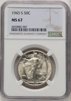 1943-S 50C Walking Liberty Half Dollar NGC MS67 (774226020)