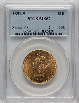 1881-S $10 Liberty Eagle PCGS MS62 (773818031)