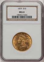 1879 $10 Brown Label Liberty Eagle NGC MS61