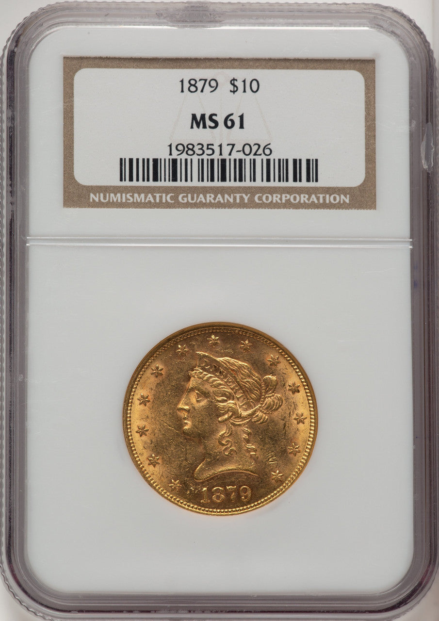1879 $10 Brown Label Liberty Eagle NGC MS61