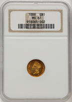 1888 G$1 Brown Label Gold Dollar NGC MS61