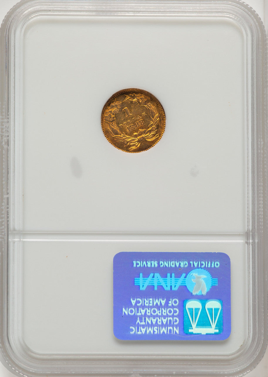 1888 G$1 Brown Label Gold Dollar NGC MS61