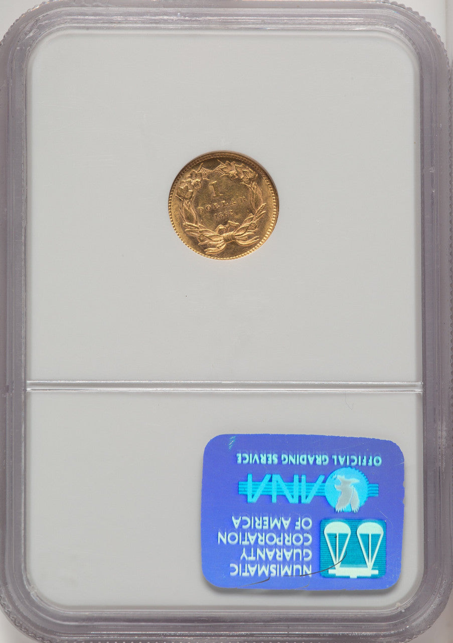 1862 G$1 Brown Label Gold Dollar NGC MS62