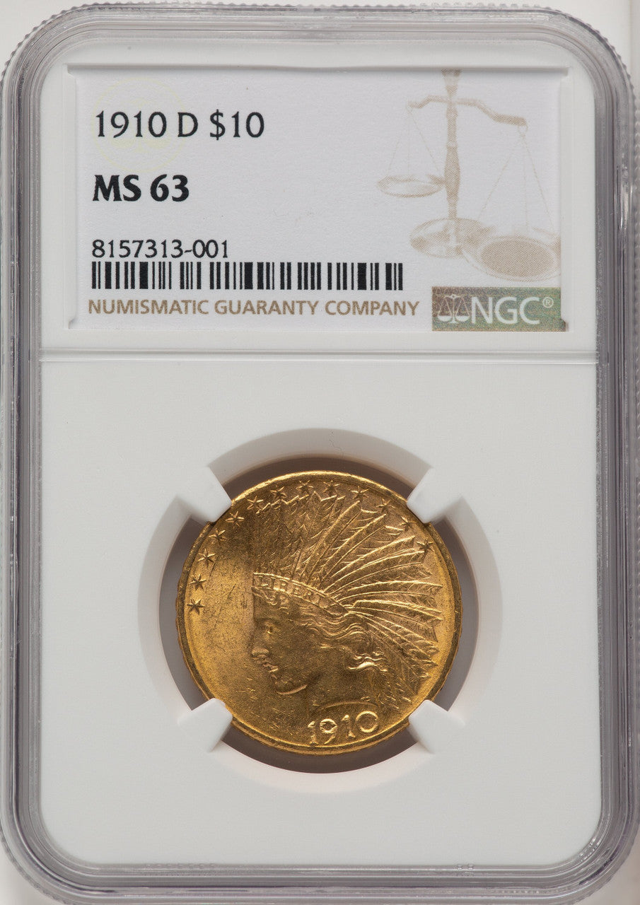 1910-D $10 Indian Eagle NGC MS63 (774226023)