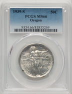 1939-S 50C Oregon Commemorative Silver PCGS MS66