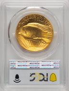 1907 $20 Wire Rim Blue Gradient High Relief Double Eagle PCGS MS66