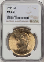 1924 Peace Dollar NGC MS66+