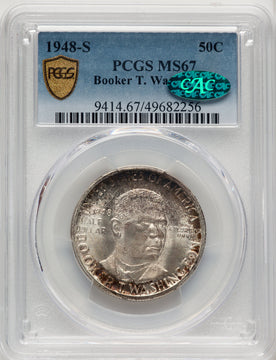 1948-S 50C Booker T. Washington CAC Commemorative Silver PCGS MS67