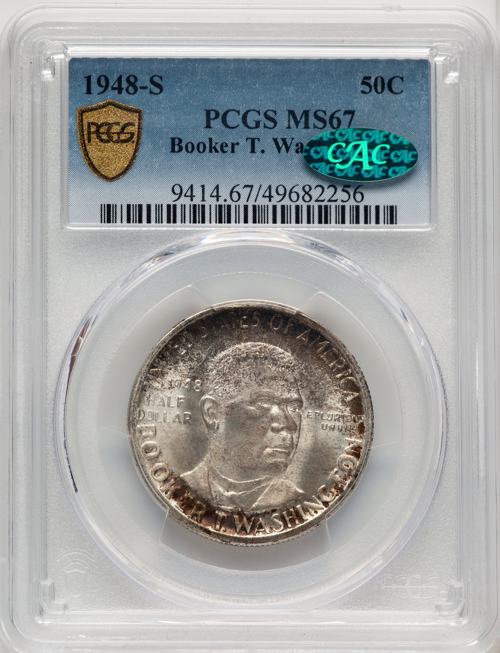 1948-S 50C Booker T. Washington CAC Commemorative Silver PCGS MS67
