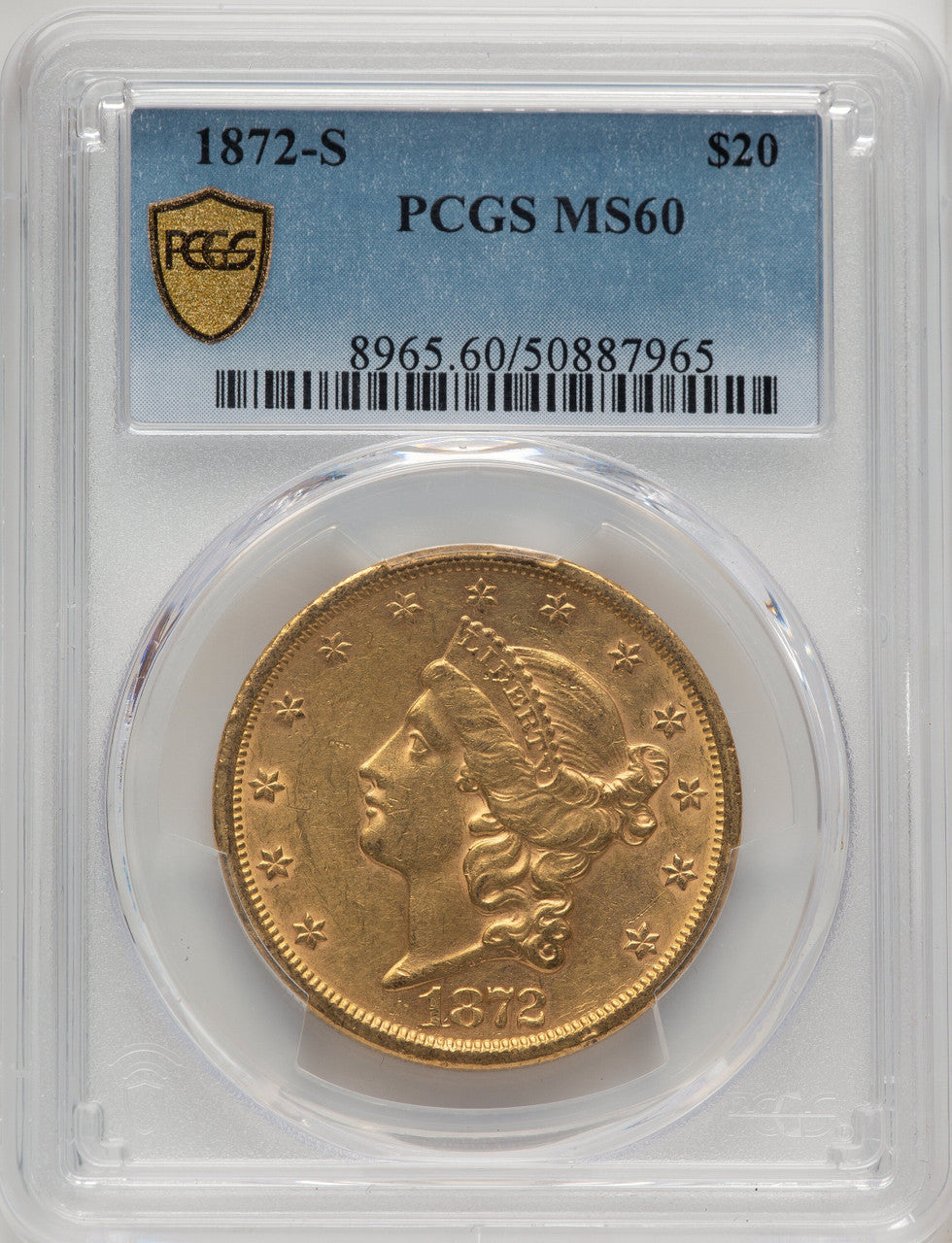 1872-S $20 Liberty Double Eagle PCGS MS60 (520445030)