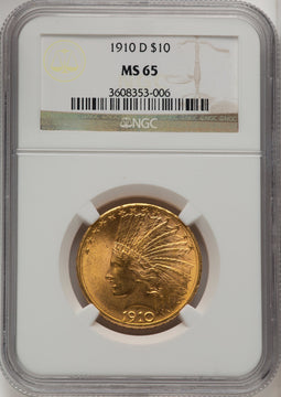 1910-D $10 Indian Eagle NGC MS65 (774287004)