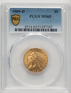 1909-D $5 Indian Half Eagle PCGS MS65 (774353001)