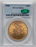 1900 $20 CAC Liberty Double Eagle PCGS MS64 (774284005)