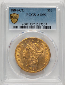 1884-CC $20 Liberty Double Eagle PCGS AU55
