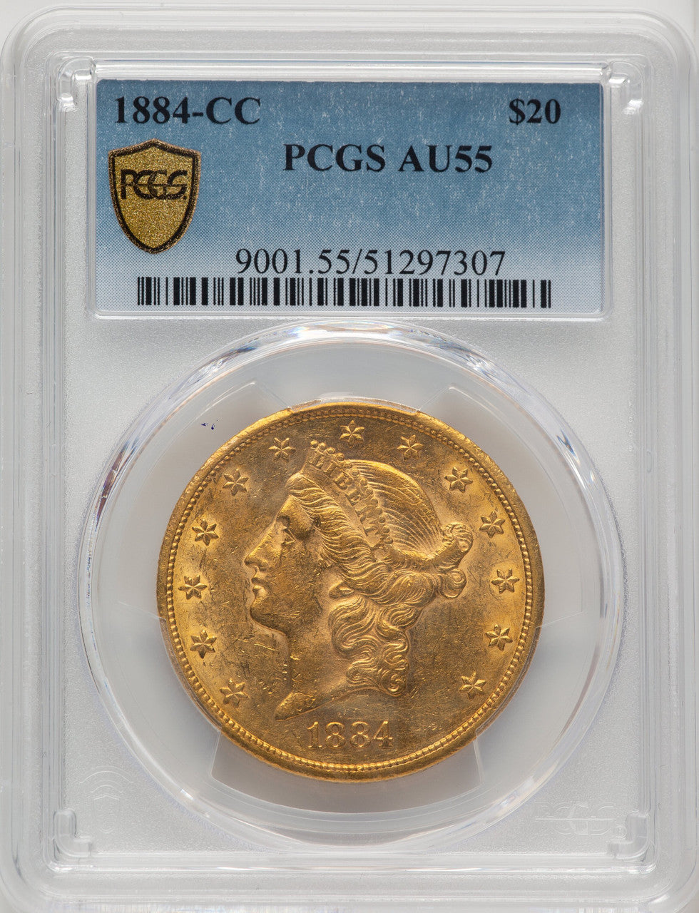 1884-CC $20 Liberty Double Eagle PCGS AU55