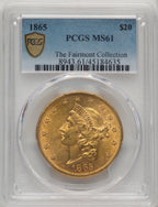 1865 $20 Liberty Double Eagle PCGS MS61