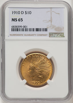 1910-D $10 Indian Eagle NGC MS65 (774287005)