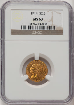 1914 $2.50 Indian Quarter Eagle NGC MS63 (774288002)