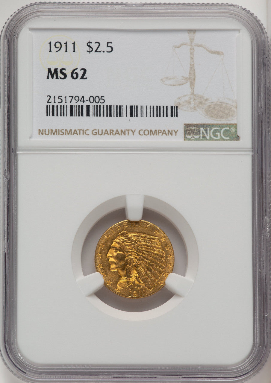 1911 $2.50 Indian Quarter Eagle NGC MS62 (774288001)