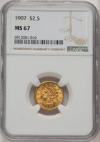 1907 $2.50 Liberty Quarter Eagle NGC MS67 (520445035)