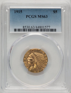 1915 $5 Indian Half Eagle PCGS MS63 (520445004)