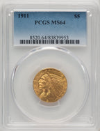 1911 $5 Indian Half Eagle PCGS MS64 (520445006)