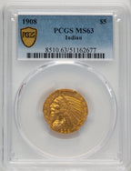 1908 $5 Indian Indian Half Eagle PCGS MS63 (774318017)
